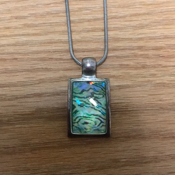 KC Jewelry Jewelry Kc Silver Necklace Mirrored Green Pendant Poshmark